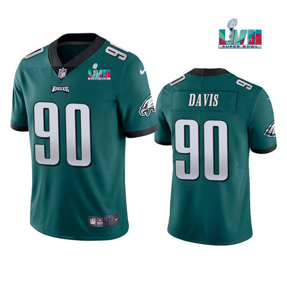 Men’s Philadelphia Eagles #90 Jordan Davis Green Super Bowl LVII Patch Vapor Untouchable Limited Stitched Jersey