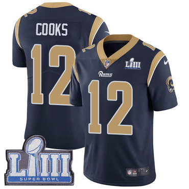 Men’s Los Angeles Rams #12 Brandin Cooks Navy Blue Nike NFL Home Vapor Untouchable Super Bowl LIII Bound Limited Jersey