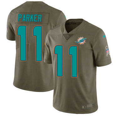 Nike Miami Dolphins #11 DeVante Parker Olive Men’s Stitched NFL Limited 2017 Salute to Service Jersey