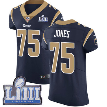 #75 Elite Deacon Jones Navy Blue Nike NFL Home Men’s Jersey Los Angeles Rams Vapor Untouchable Super Bowl LIII Bound