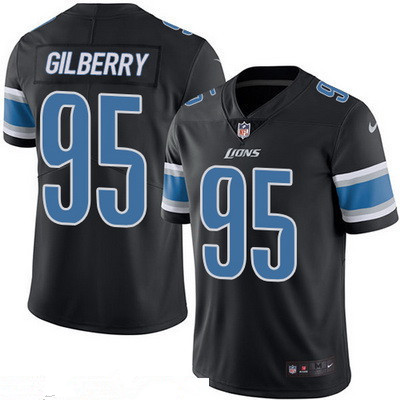 Men’s Detroit Lions #95 Wallace Gilberry Black 2016 Color Rush Stitched NFL Nike Limited Jersey