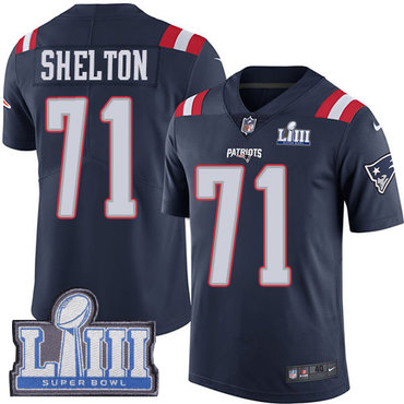 #71 Limited Danny Shelton Navy Blue Nike NFL Men’s Jersey New England Patriots Rush Vapor Untouchable Super Bowl LIII Bound
