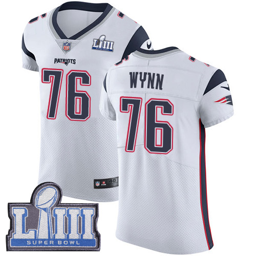 #76 Elite Isaiah Wynn White Nike NFL Road Men’s Jersey New England Patriots Vapor Untouchable Super Bowl LIII Bound