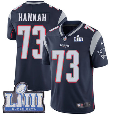 #73 Limited John Hannah Navy Blue Nike NFL Home Men’s Jersey New England Patriots Vapor Untouchable Super Bowl LIII Bound