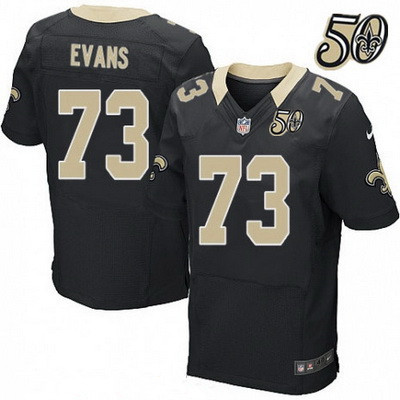 Men’s New Orleans Saints #73 Jahri Evans Black 50th Season Patch Stitched NFL Nike Elite Jersey