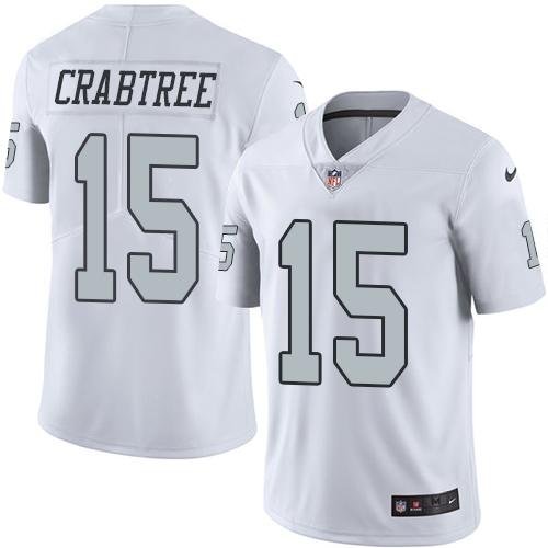 Nike Raiders #15 Michael Crabtree White Men’s Stitched NFL Limited Rush Jersey