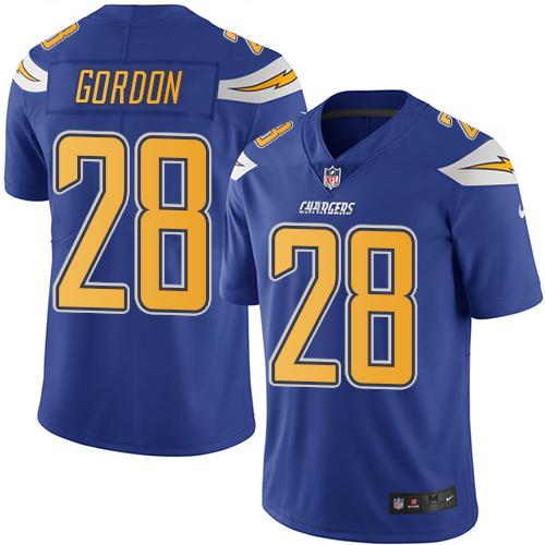 Nike Chargers #28 Melvin Gordon Electric Blue Men’s Stitched NFL Limited Rush Jersey