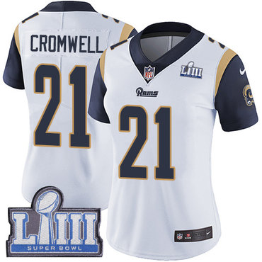 #21 Limited Nolan Cromwell White Nike NFL Road Women’s Jersey Los Angeles Rams Vapor Untouchable Super Bowl LIII Bound