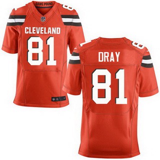Men’s Cleveland Browns #81 Jim Dray Orange Alternate 2015 NFL Nike Elite Jersey