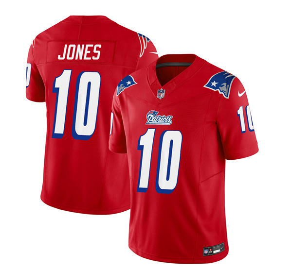 Men’s New England Patriots #10 Mac Jones Red 2023 F.U.S.E. Vapor Limited Football Stitched Jersey
