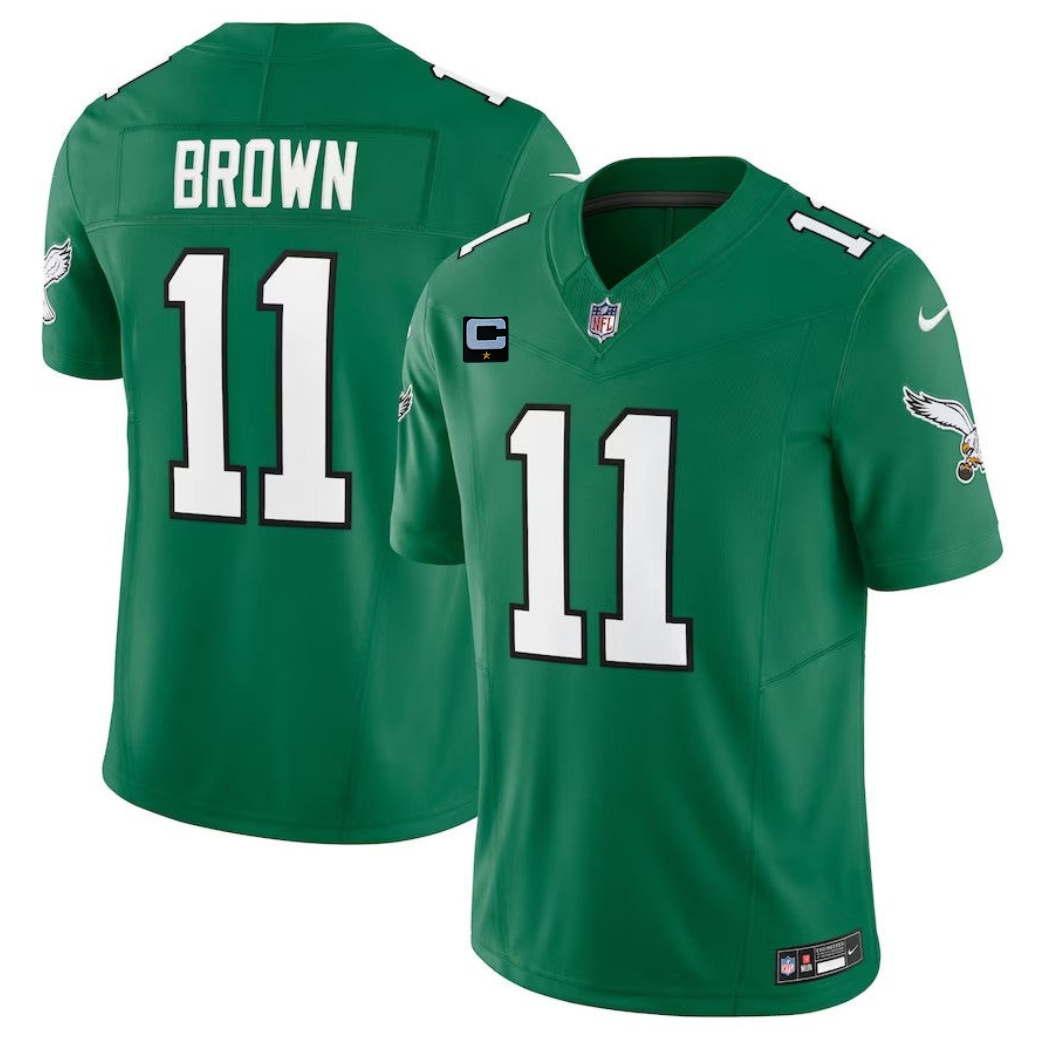 Men’s Philadelphia Eagles #11 A. J. Brown Green 2023 F.U.S.E. With 1-Star C Patch Vapor Untouchable Limited Football Stitched Jersey