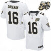 Men’s New Orleans Saints #16 Brandon Coleman White 50th Season Patch Stitched NFL Nike Elite Jersey
