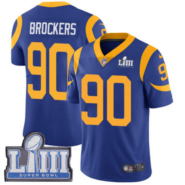 #90 Limited Michael Brockers Royal Blue Nike NFL Alternate Men’s Jersey Los Angeles Rams Vapor Untouchable Super Bowl LIII Bound