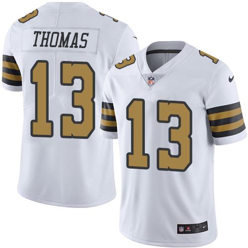 Nike Saints #13 Michael Thomas White Men’s Stitched NFL Limited Rush Jersey
