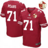 Men’s San Francisco 49ers #71 Erik Pears Scarlet Red 70th Anniversary Patch Stitched NFL Nike Elite Jersey
