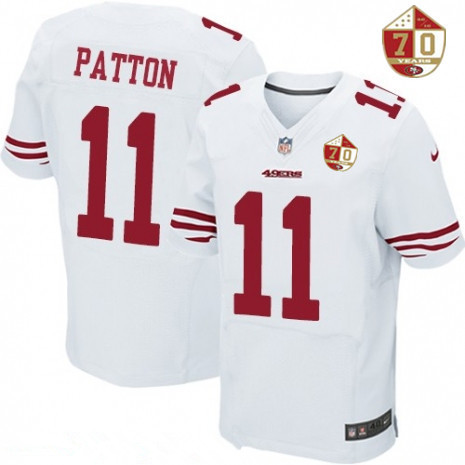 Men’s San Francisco 49ers #11 Quinton Patton White 70th Anniversary Patch Stitched NFL Nike Elite Jersey