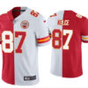 Men’s Kansas City Chiefs #87 Travis Kelce Red & White Split Limited Stitched Jersey