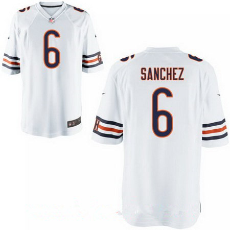 Men’s Chicago Bears #6 Mark Sanchez White Road Stitched NFL Nike Elite Jersey