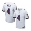 Men’s Baltimore Ravens #4 Sam Koch Elite White Road Jersey