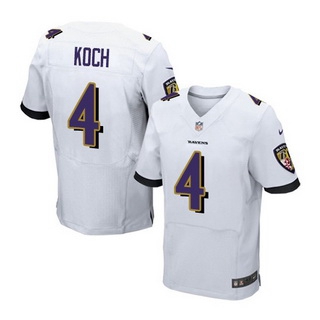 Men’s Baltimore Ravens #4 Sam Koch Elite White Road Jersey