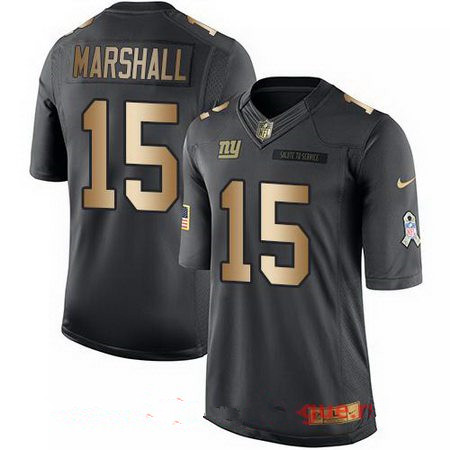 Men’s New York Giants #15 Brandon Marshall Anthracite Gold 2016 Salute To Service Stitched NFL Nike Limited Jersey