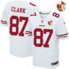 Men’s San Francisco 49ers #87 Dwight Clark White 70th Anniversary Patch Stitched NFL Nike Elite Jersey