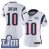 #10 Limited Josh Gordon White Nike NFL Road Women’s Jersey New England Patriots Vapor Untouchable Super Bowl LIII Bound