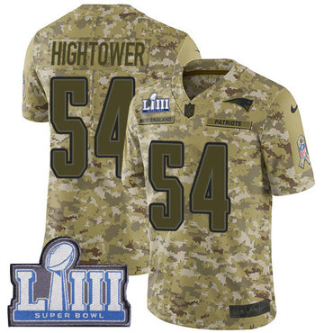 #54 Limited Dont’a Hightower Camo Nike NFL Youth Jersey New England Patriots 2018 Salute to Service Super Bowl LIII Bound