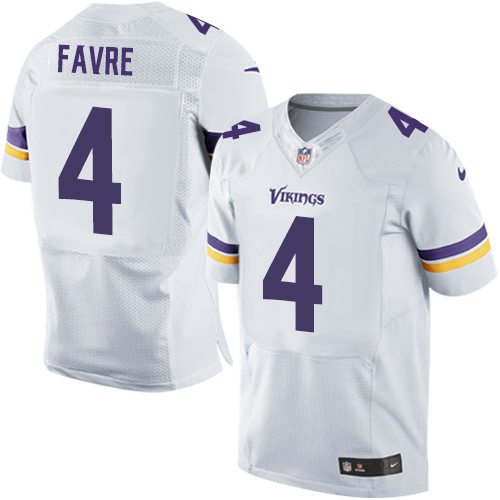 Men’s Minnesota Vikings #4 Brett Favre Nike White Elite Jersey