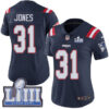#31 Limited Jonathan Jones Navy Blue Nike NFL Women’s Jersey New England Patriots Rush Vapor Untouchable Super Bowl LIII Bound