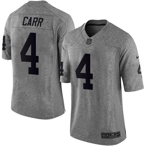 Nike Raiders #4 Derek Carr Gray Men’s Stitched NFL Limited Gridiron Gray Jersey
