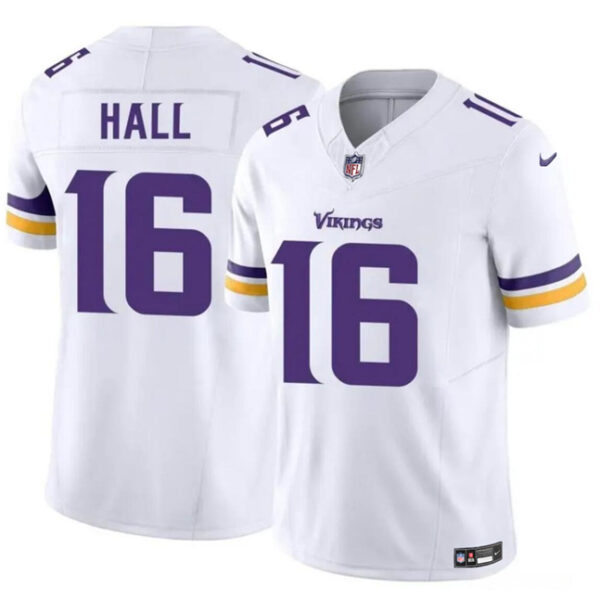 Men’s Minnesota Vikings #16 Jaren Hall White 2023 F.U.S.E. Vapor Untouchable Limited Football Stitched Jersey