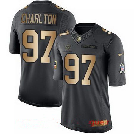 Men’s Dallas Cowboys #97 Taco Charlton Anthracite Gold 2016 Salute To Service Stitched NFL Nike Limited Jersey