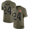 Men’s Cleveland Browns #24 Nick Chubb 2022 Olive Salute To Service Limited Stitched Jersey