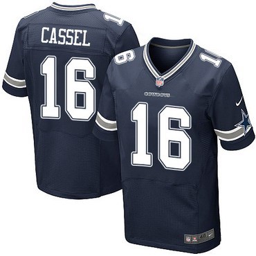 Men’s Dallas Cowboys #16 Matt Cassel Navy Blue Team Color NFL Nike Elite Jersey
