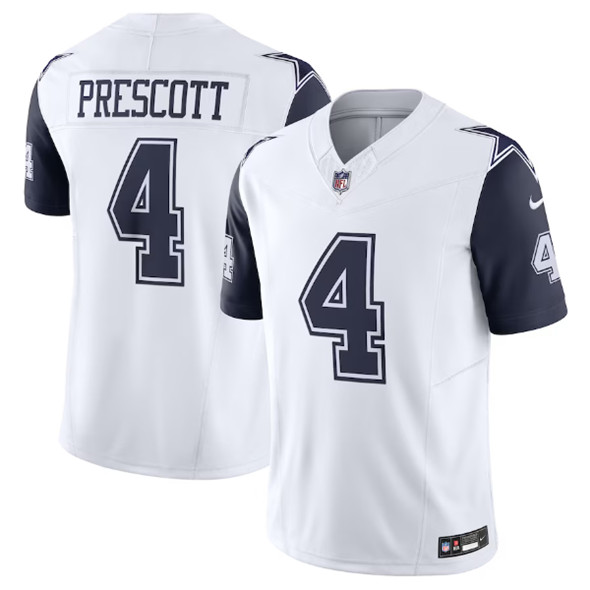 Men’s Dallas Cowboys #4 Dak Prescott Thanksgiving White 2023 F.U.S.E. Vapor Limited Stitched Football Jersey