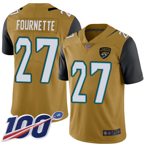 Jaguars #27 Leonard Fournette Gold Men’s Stitched Football Limited Rush 100th Season Jersey