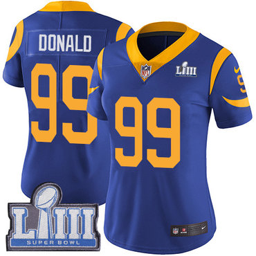 Women’s Los Angeles Rams #99 Aaron Donald Royal Blue Nike NFL Alternate Vapor Untouchable Super Bowl LIII Bound Limited Jersey
