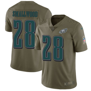 Nike Eagles 28 Wendell Smallwood Olive Men’s Stitched NFL Limited 2017 Salute To Service Jersey
