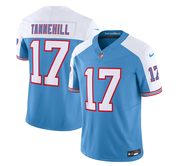 Men’s Tennessee Titans #17 Ryan Tannehill Blue White 2023 F.U.S.E. Vapor Limited Throwback Football Stitched Jersey