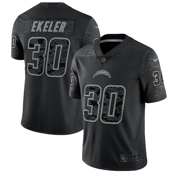 Men’s Los Angeles Chargers #30 Austin Ekeler Black Reflective Limited Stitched Football Jersey