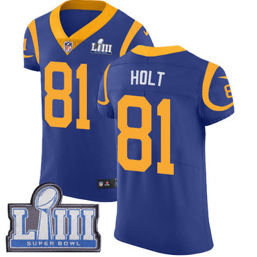 #81 Elite Torry Holt Royal Blue Nike NFL Alternate Men’s Jersey Los Angeles Rams Vapor Untouchable Super Bowl LIII Bound