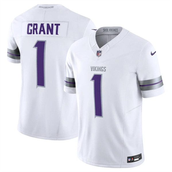 Men’s Minnesota Vikings #1 Bud Grant White F.U.S.E. Winter Warrior Limited Football Stitched Jersey