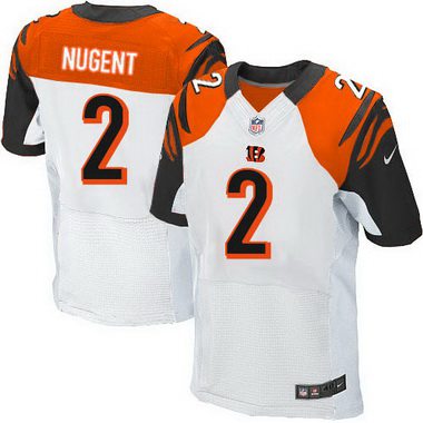 Men’s Cincinnati Bengals #2 Mike Nugent White Road NFL Nike Elite Jersey