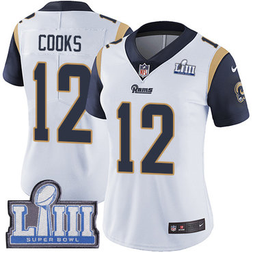 Women’s Los Angeles Rams #12 Brandin Cooks White Nike NFL Road Vapor Untouchable Super Bowl LIII Bound Limited Jersey