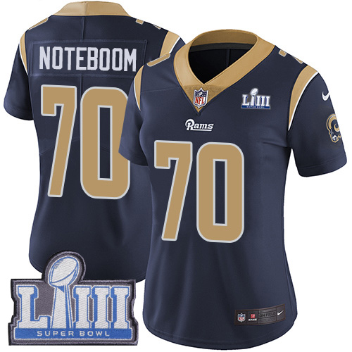 #70 Limited Joseph Noteboom Navy Blue Nike NFL Home Women’s Jersey Los Angeles Rams Vapor Untouchable Super Bowl LIII Bound