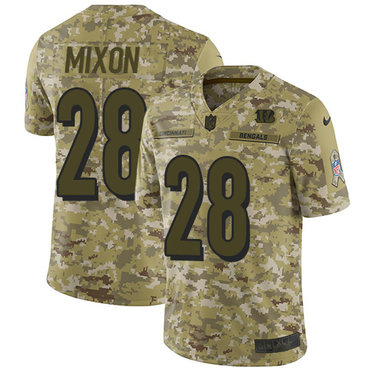 Nike Bengals #28 Joe Mixon Camo Men’s Stitched NFL Limited 2018 Salute To Service Jersey