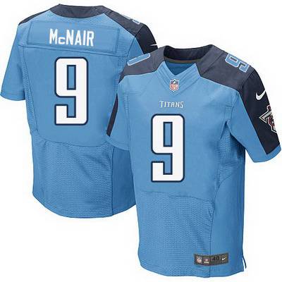Men’s Tennessee Titans #9 Steve McNair Nike Light Blue Elite Jersey
