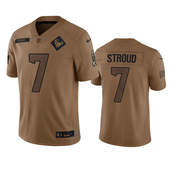 Men’s Houston Texans #7 C.J. Stroud 2023 Brown Salute To Service Limited Football Stitched Jersey