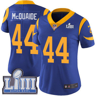 #44 Limited Jacob McQuaide Royal Blue Nike NFL Alternate Women’s Jersey Los Angeles Rams Vapor Untouchable Super Bowl LIII Bound